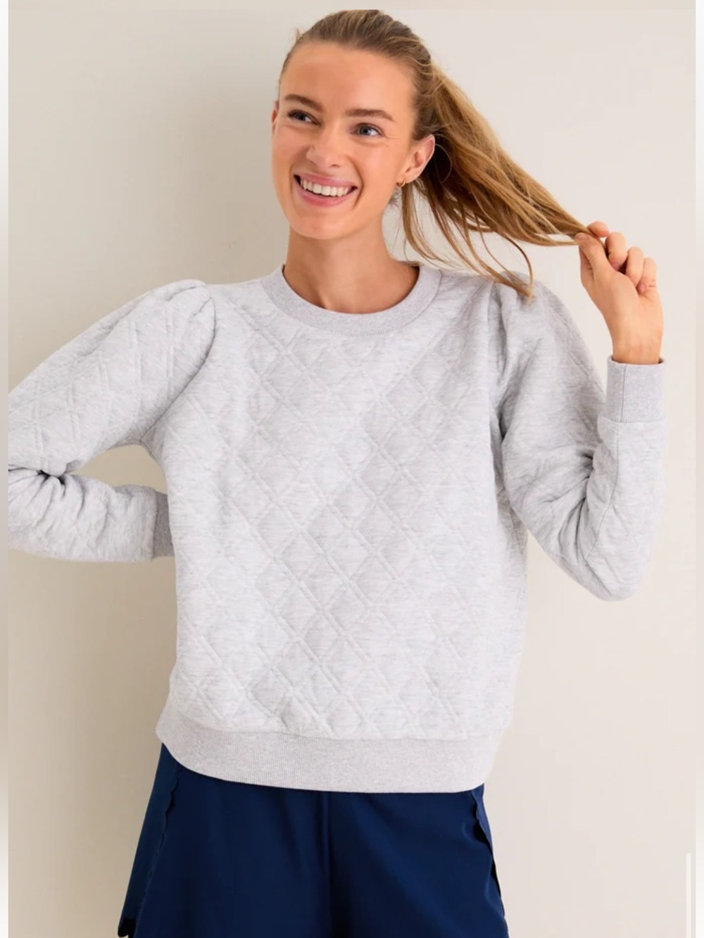 Tuckernuck Sport Campbell Diamond-quilted, Puff-sleeve Pullover Womens M
